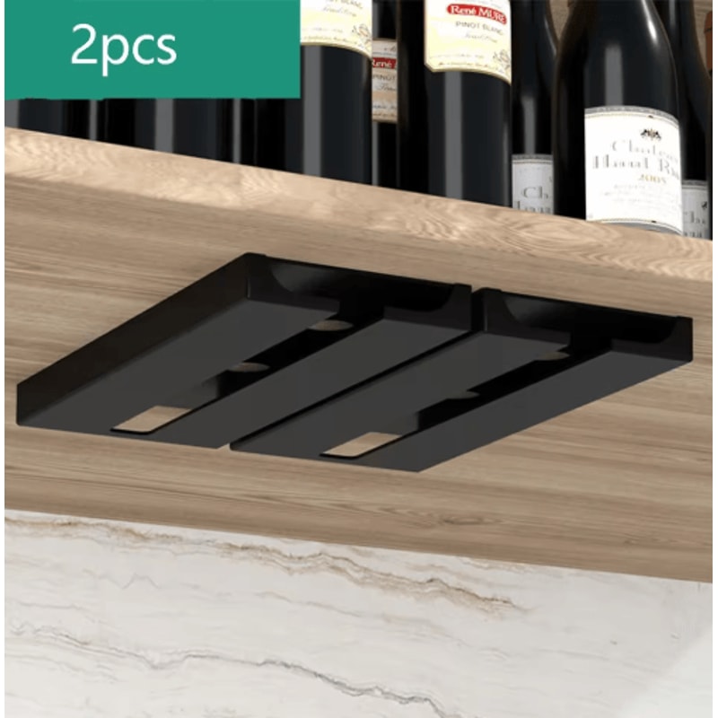 NoDrill Under Cabinet Wine Glass Rack For SpaceSaving Storage 3