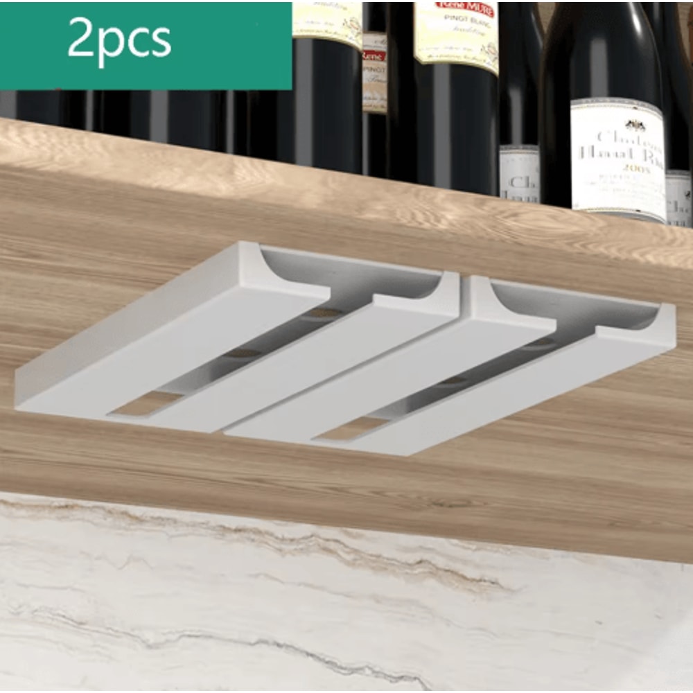 NoDrill Under Cabinet Wine Glass Rack For SpaceSaving Storage 4
