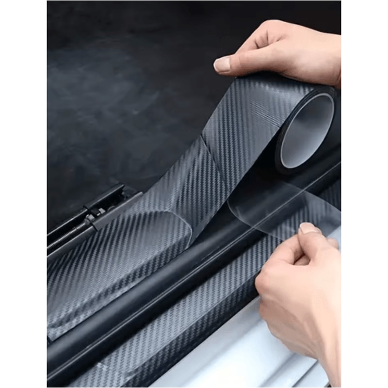 3D Carbon Fiber Car Door Sill Protector Film For Scratch Wear Protection 0