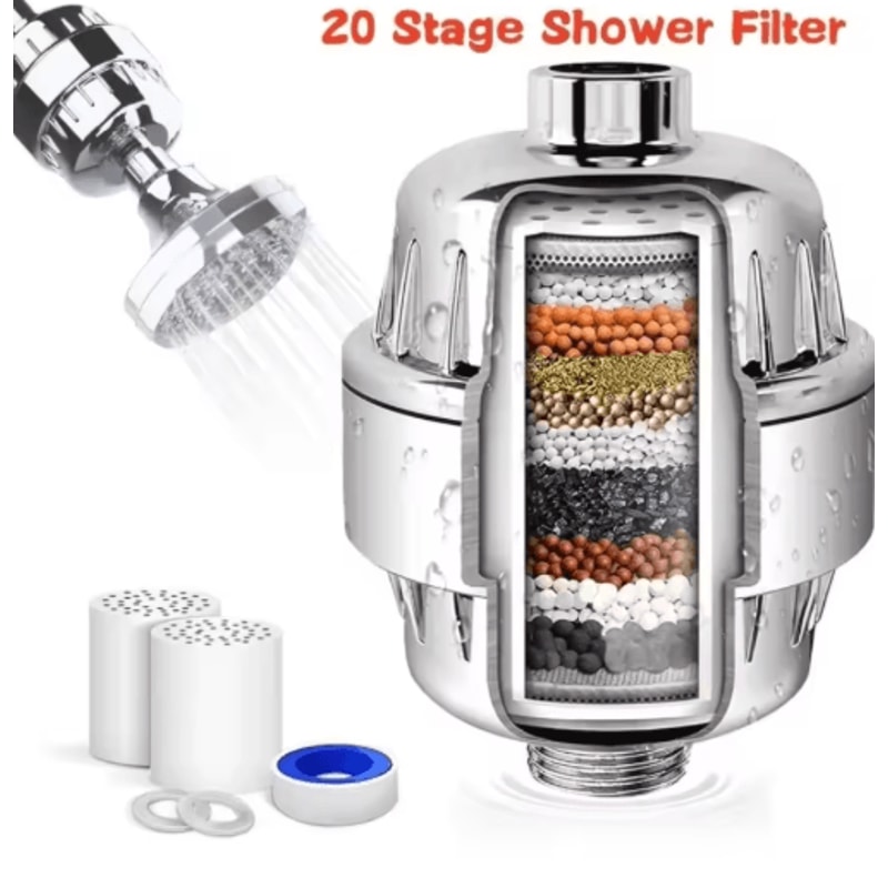High Output Shower Water Filter For Chlorine Removal Softer Skin 0