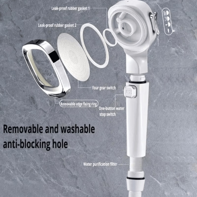 High Pressure 3Mode Shower Head With Water Saving OneTouch Control 9