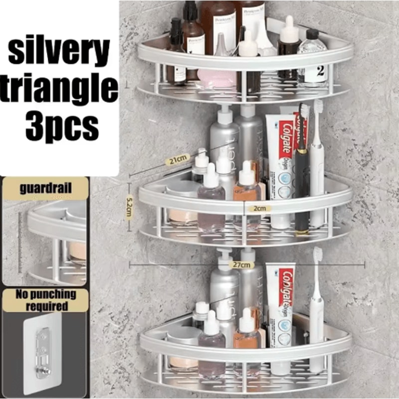 NoDrill Wall Mounted Bathroom Rack For Shower Corner Storage 1
