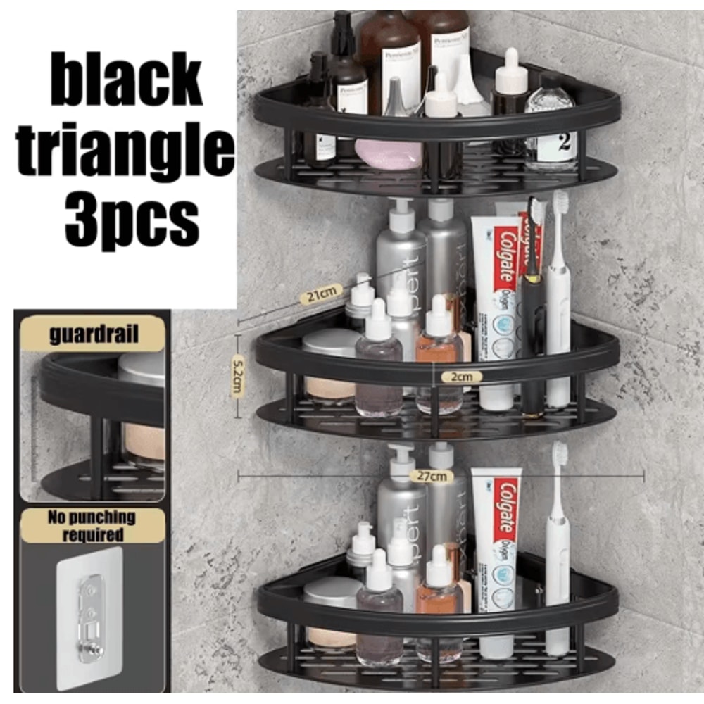 NoDrill Wall Mounted Bathroom Rack For Shower Corner Storage 10