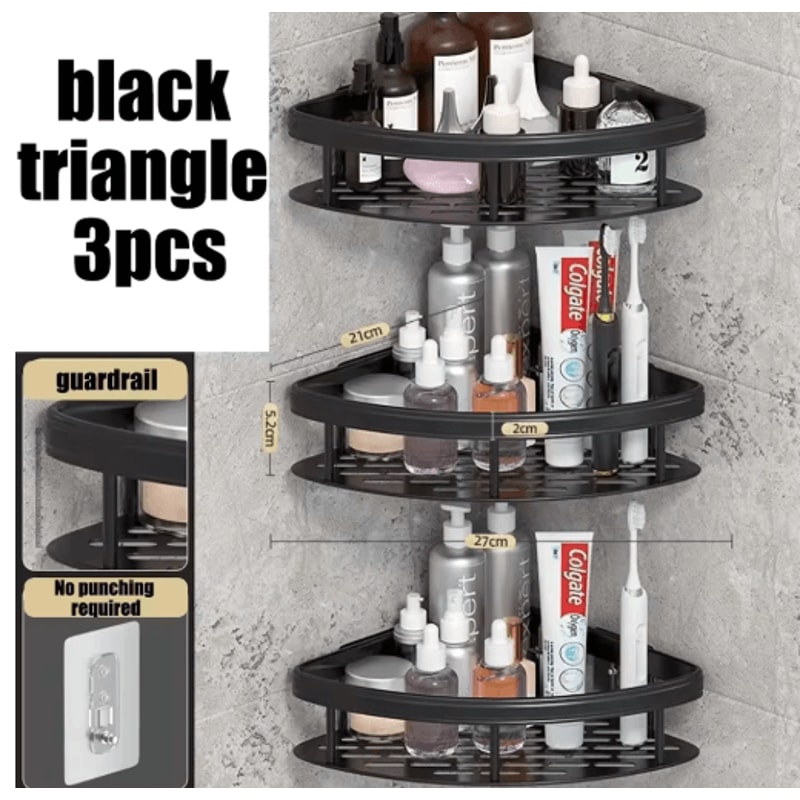 NoDrill Wall Mounted Bathroom Rack For Shower Corner Storage 10