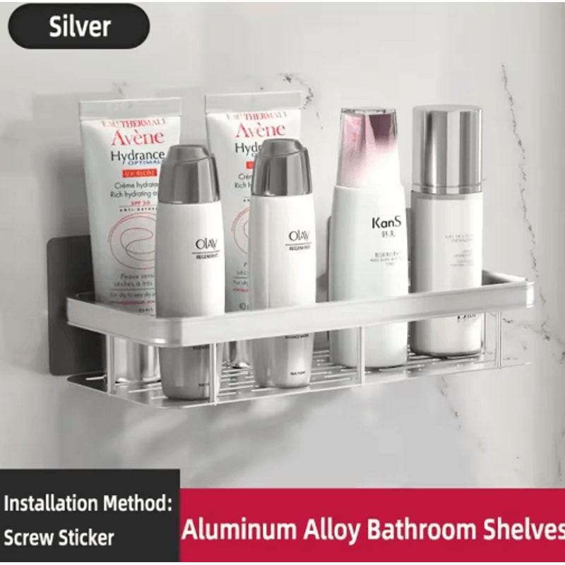 NoDrill Wall Mounted Bathroom Rack For Shower Corner Storage 6