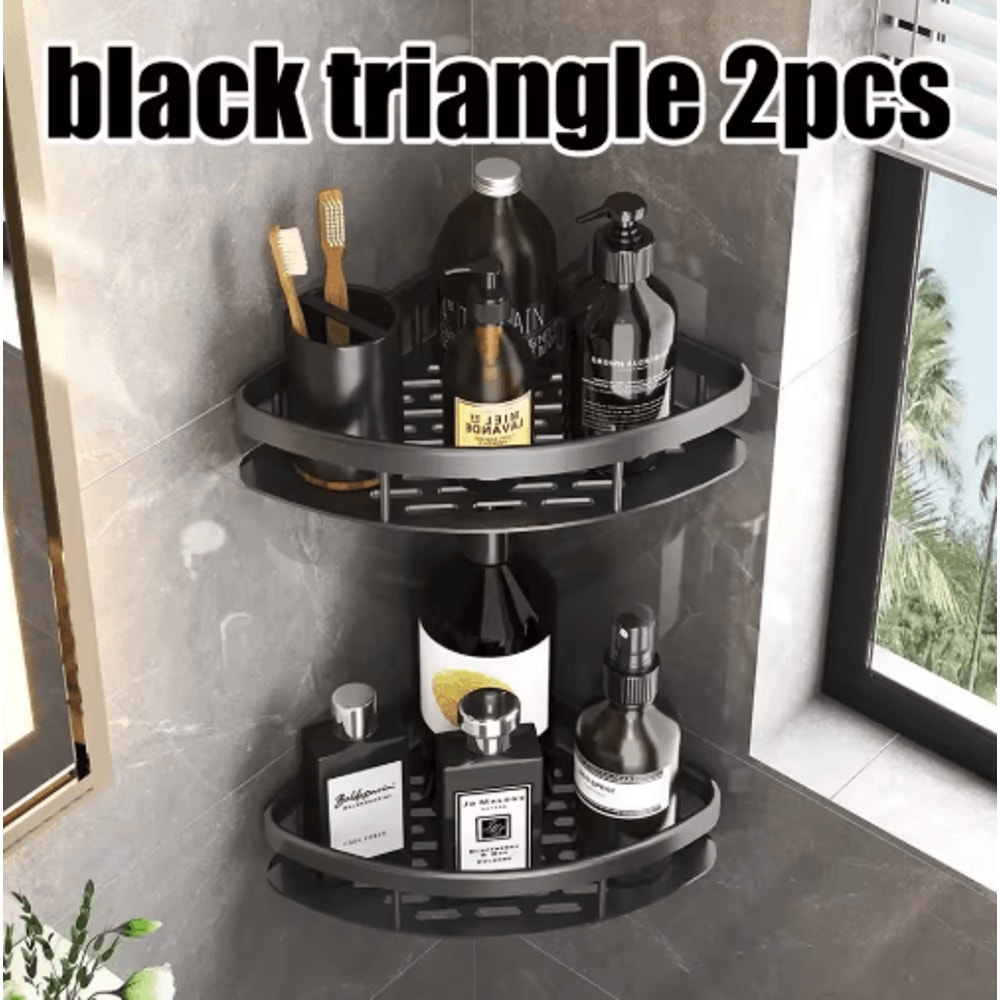 NoDrill Wall Mounted Bathroom Rack For Shower Corner Storage 9