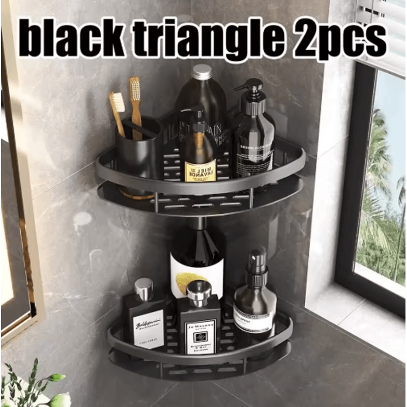 NoDrill Wall Mounted Bathroom Rack For Shower Corner Storage 9