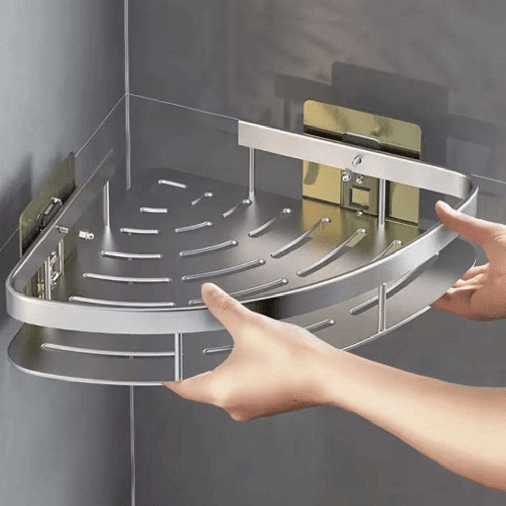 NoDrill Wall Mounted Bathroom Rack For Shower Corner Storage 13