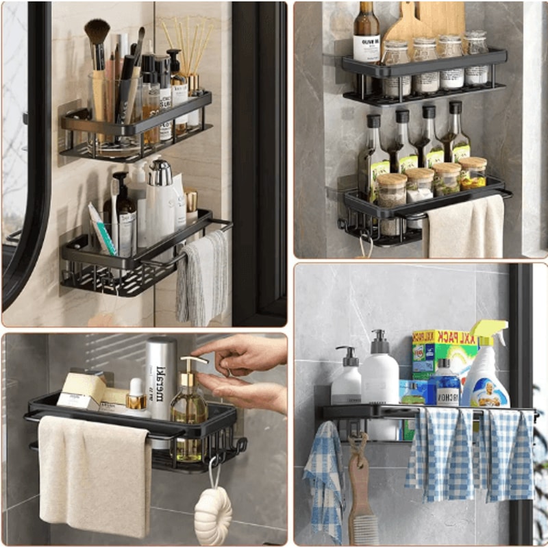 NoDrill Wall Mounted Bathroom Rack For Shower Corner Storage 15