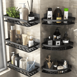 no-drill wall mounted bathroom rack for shower & corner storage