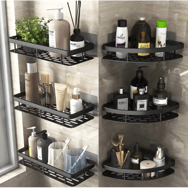NoDrill Wall Mounted Bathroom Rack For Shower Corner Storage 0