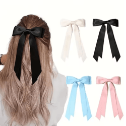 elegant satin ribbon bow hair clip for stylish everyday & party looks