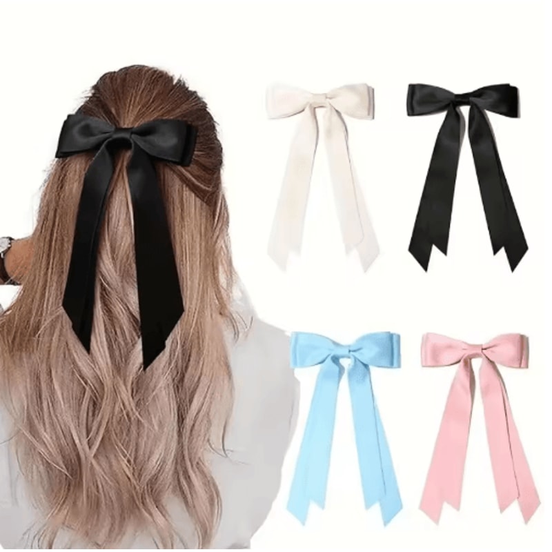 Elegant Satin Ribbon Bow Hair Clip For Stylish Everyday Party Looks 0
