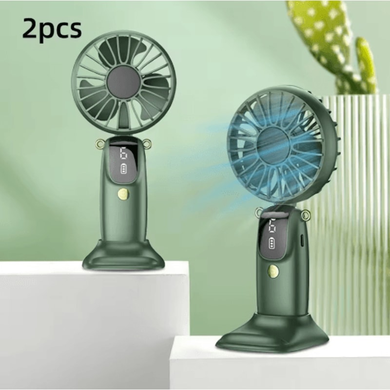 3in1 Portable Hand Fan USB Rechargeable Mini Desk Neck Fan With Phone Holder 1