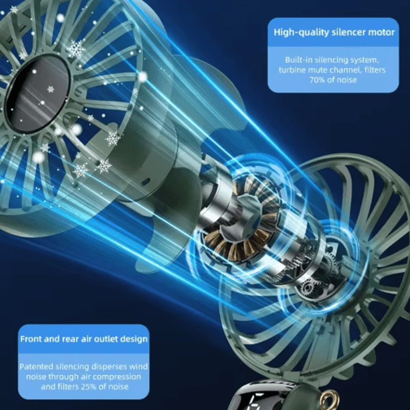 3in1 Portable Hand Fan USB Rechargeable Mini Desk Neck Fan With Phone Holder 4