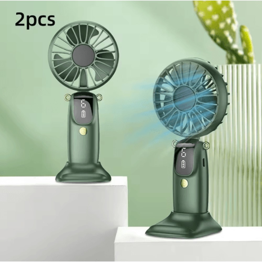 3in1 Portable Hand Fan USB Rechargeable Mini Desk Neck Fan With Phone Holder 0