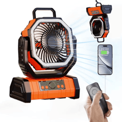 20000mah battery operated portable camping fan with led light – rechargeable desk & outdoor fan