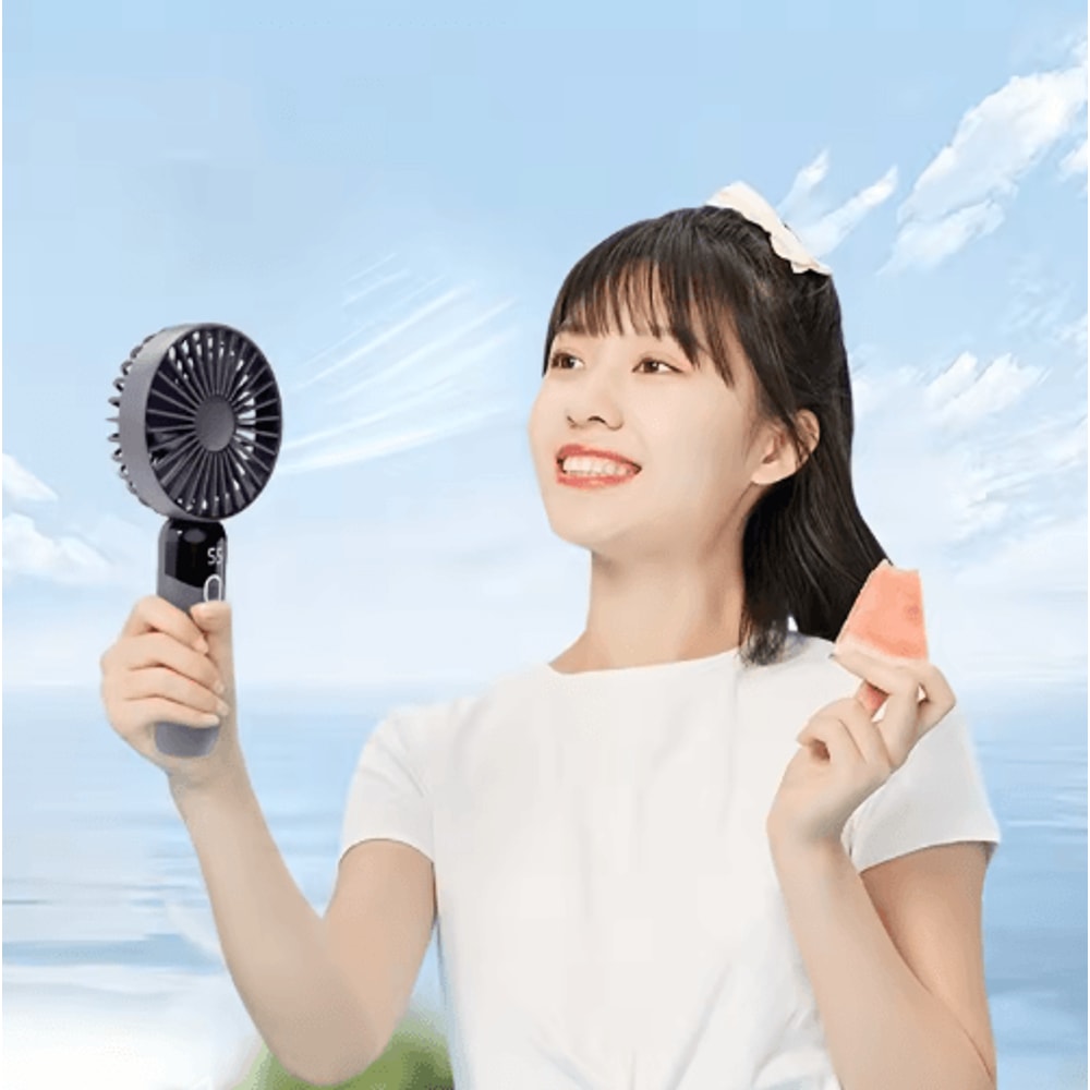 6Speed Portable Handheld Fan With Digital Display Neck Desk Personal Cooling Fan 5