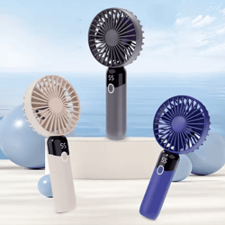 6-speed portable handheld fan with digital display – neck & desk personal cooling fan