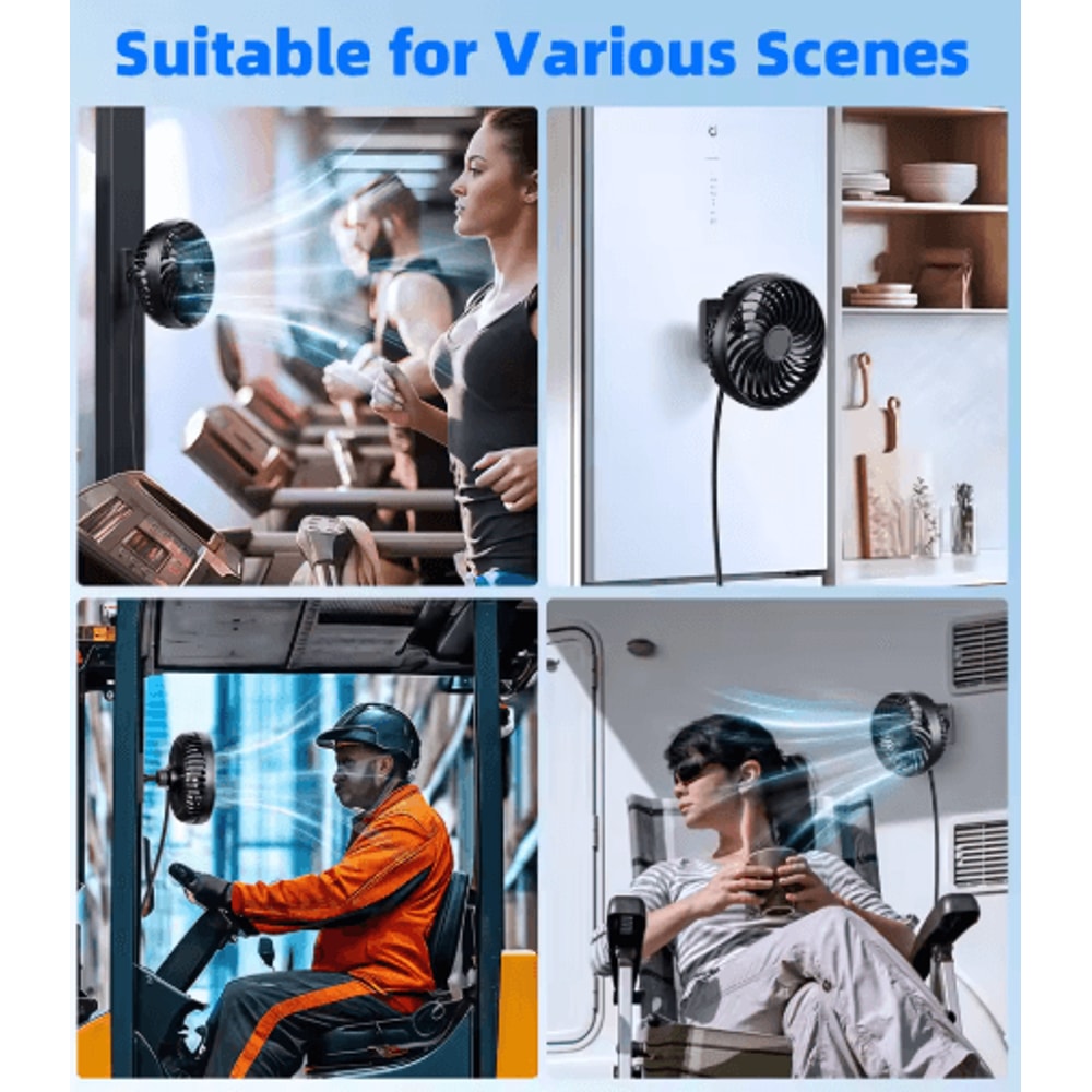 Hipacool Magnetic Golf Cart Fan USB Powered 360 Rotating Portable Cooling Fan 2