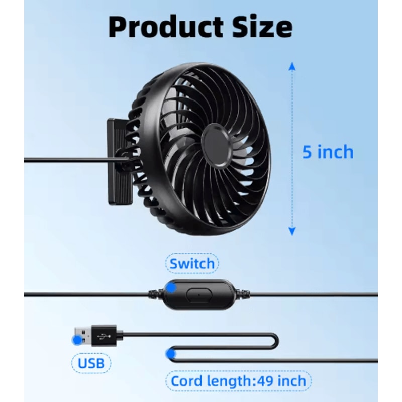 Hipacool Magnetic Golf Cart Fan USB Powered 360 Rotating Portable Cooling Fan 3