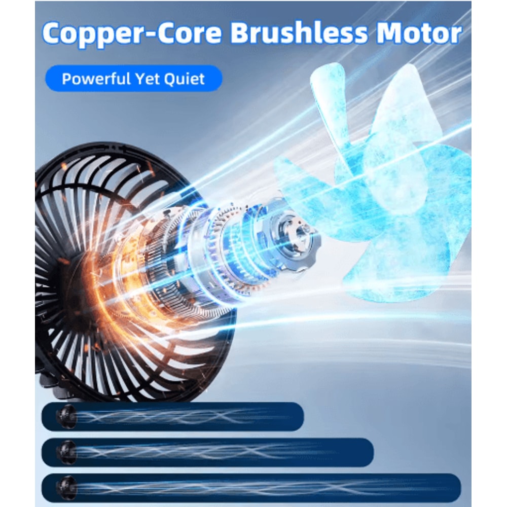 Hipacool Magnetic Golf Cart Fan USB Powered 360 Rotating Portable Cooling Fan 6
