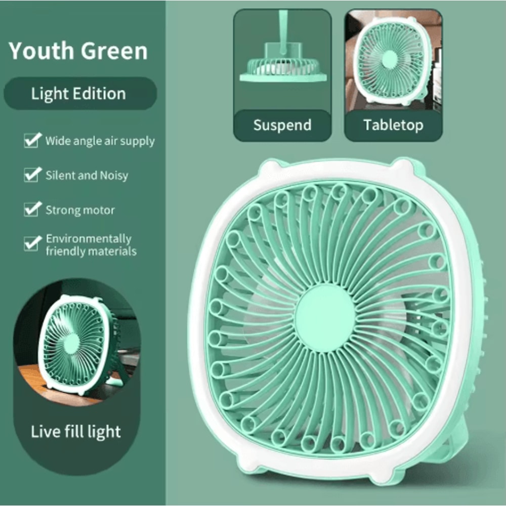 TINSOL LED Fan Light USB Rechargeable Desktop Cooling Fan With Wide Angle Airflow 1