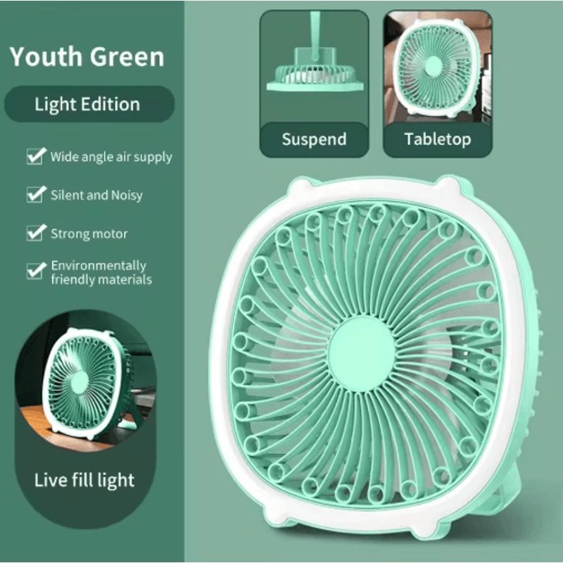 TINSOL LED Fan Light USB Rechargeable Desktop Cooling Fan With Wide Angle Airflow 1