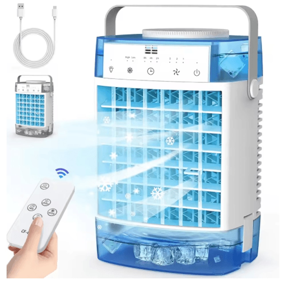 4in1 Portable Air Conditioner Fan USB Mini Air Cooler With Remote Timer Humidifier 1