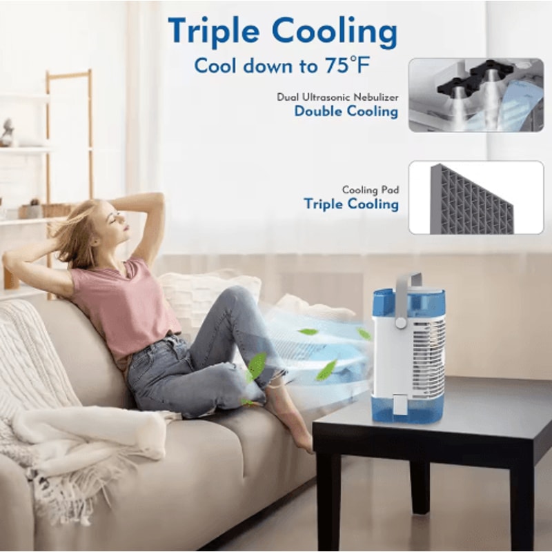 4in1 Portable Air Conditioner Fan USB Mini Air Cooler With Remote Timer Humidifier 4