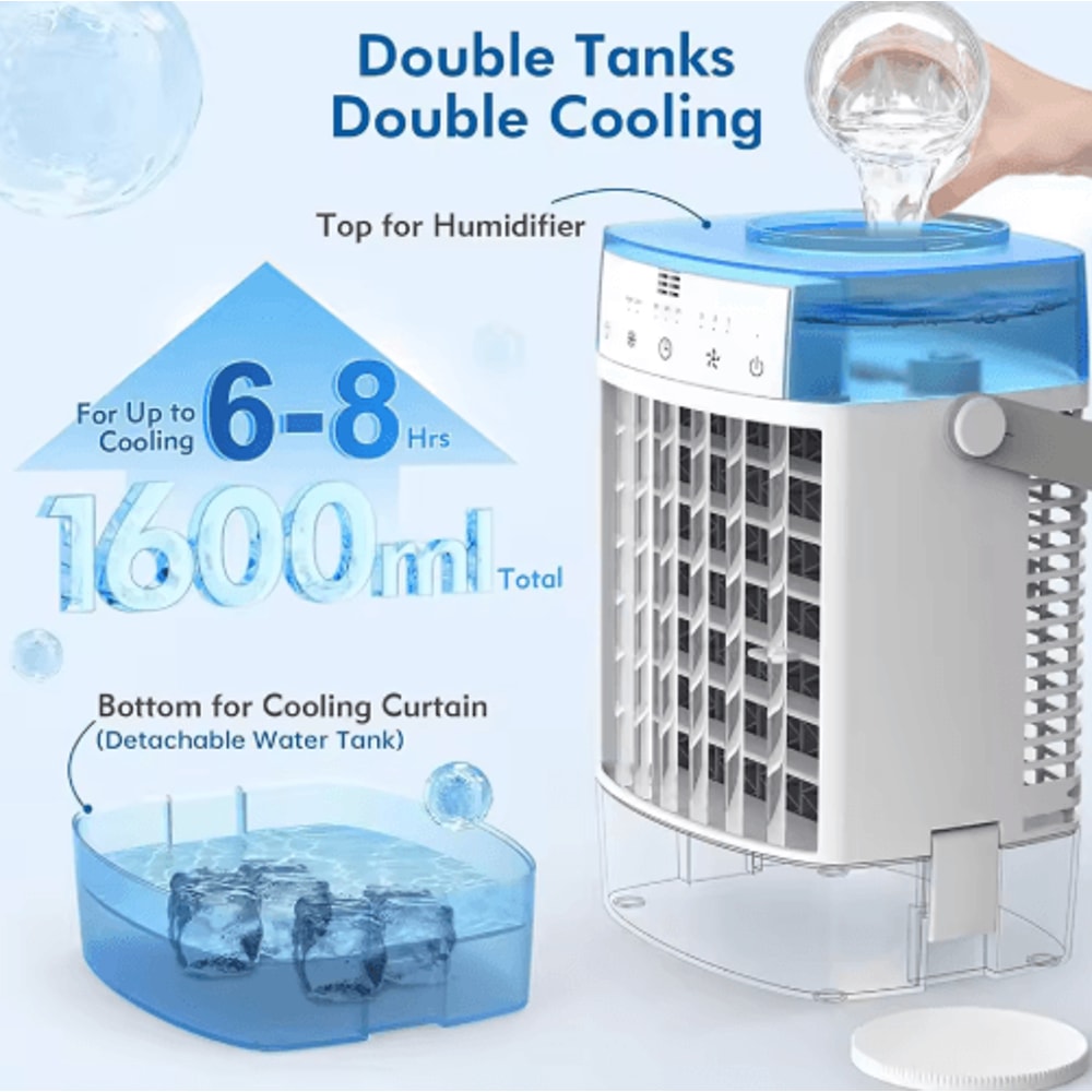 4in1 Portable Air Conditioner Fan USB Mini Air Cooler With Remote Timer Humidifier 5
