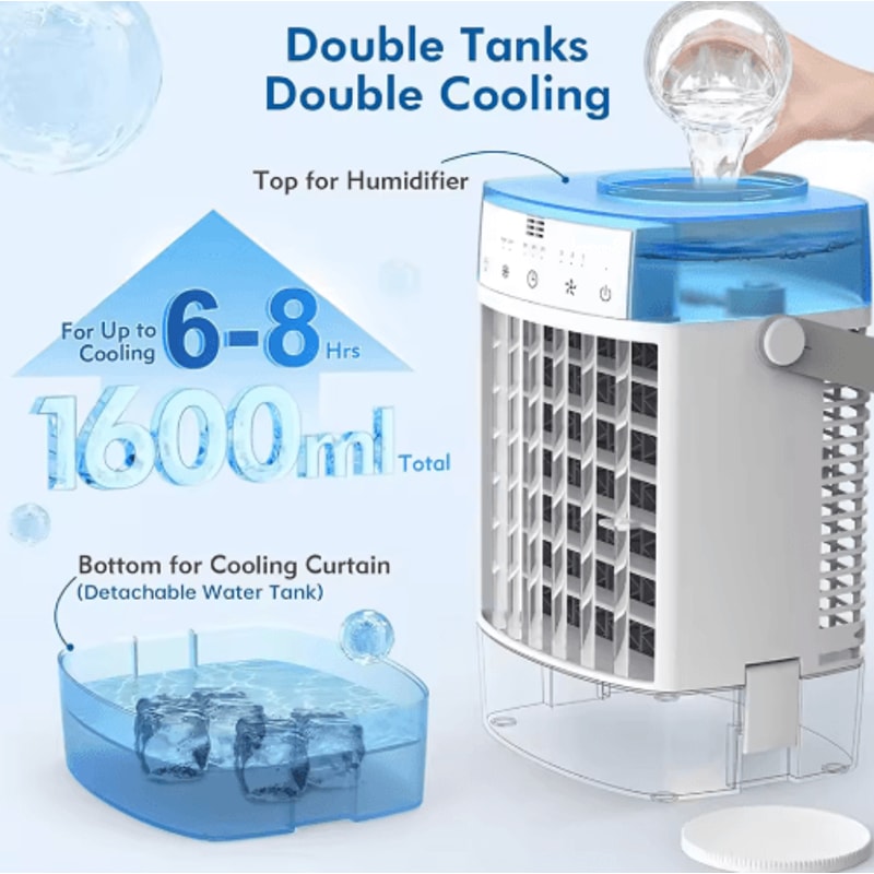 4in1 Portable Air Conditioner Fan USB Mini Air Cooler With Remote Timer Humidifier 5