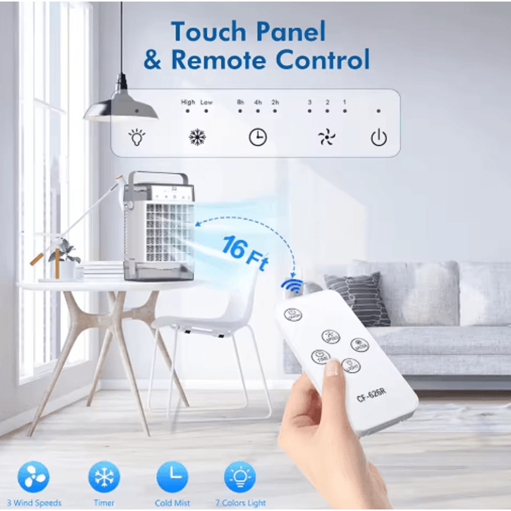 4in1 Portable Air Conditioner Fan USB Mini Air Cooler With Remote Timer Humidifier 6