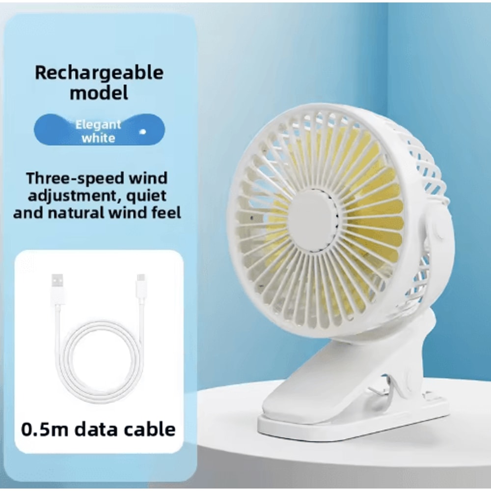 VE ClipOn Table Fan USB Rechargeable Portable Mini Fan With Night Light 1