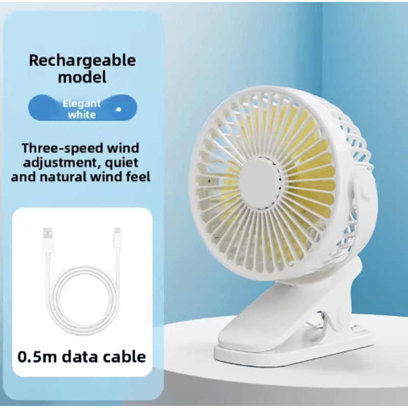 VE ClipOn Table Fan USB Rechargeable Portable Mini Fan With Night Light 1