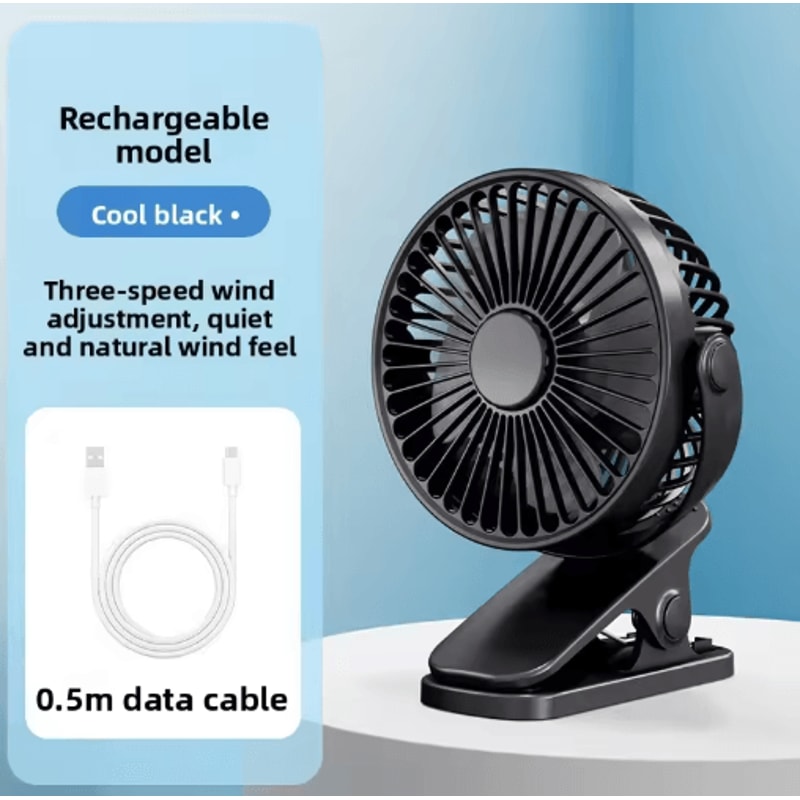 VE ClipOn Table Fan USB Rechargeable Portable Mini Fan With Night Light 2