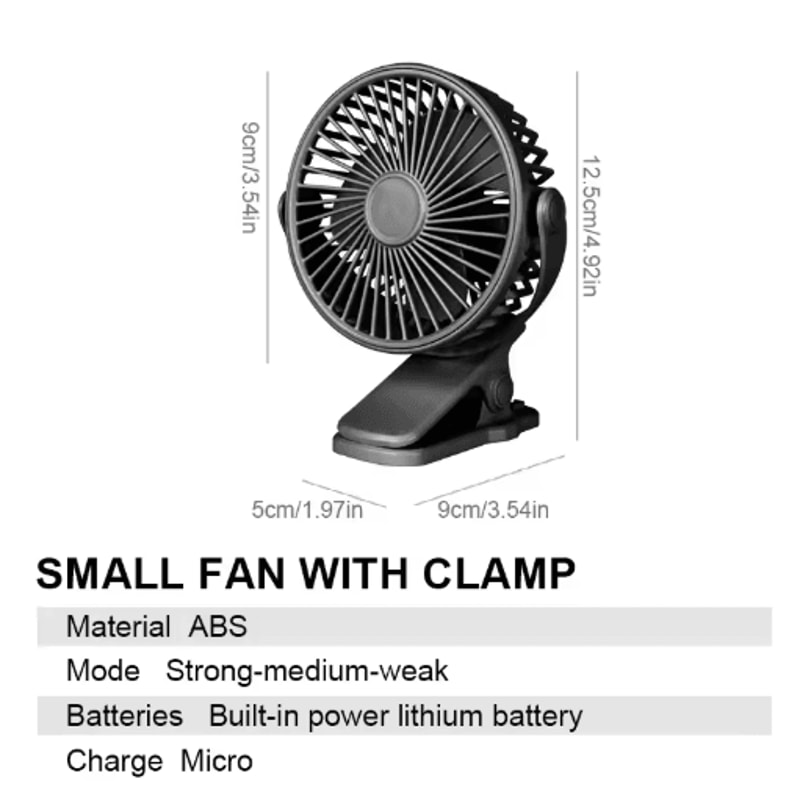 VE ClipOn Table Fan USB Rechargeable Portable Mini Fan With Night Light 6