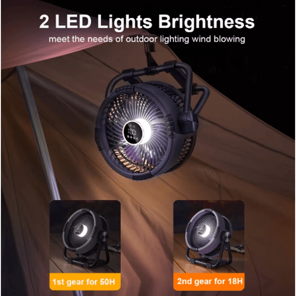 20000mAh Portable Camping Fan With Light Rechargeable Outdoor Tent Ceiling Fan 5