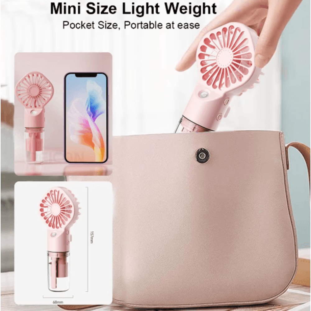 Portable Mist Handheld Fan USB Rechargeable Mini Spray Fan With Humidifier 4
