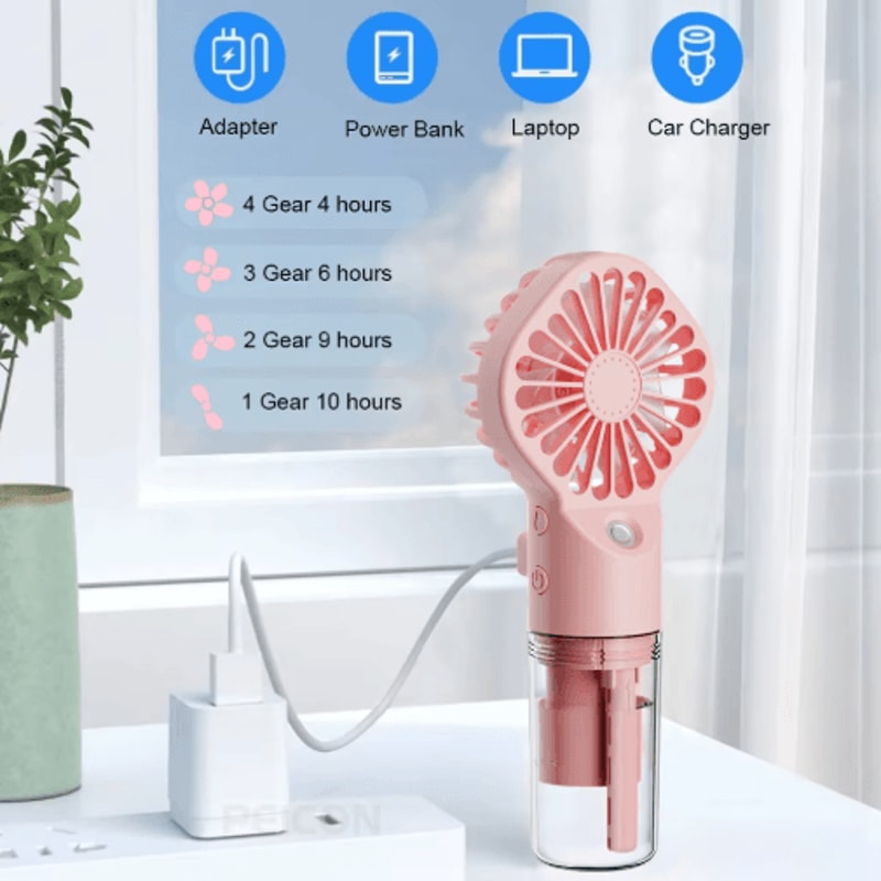 Portable Mist Handheld Fan USB Rechargeable Mini Spray Fan With Humidifier 5