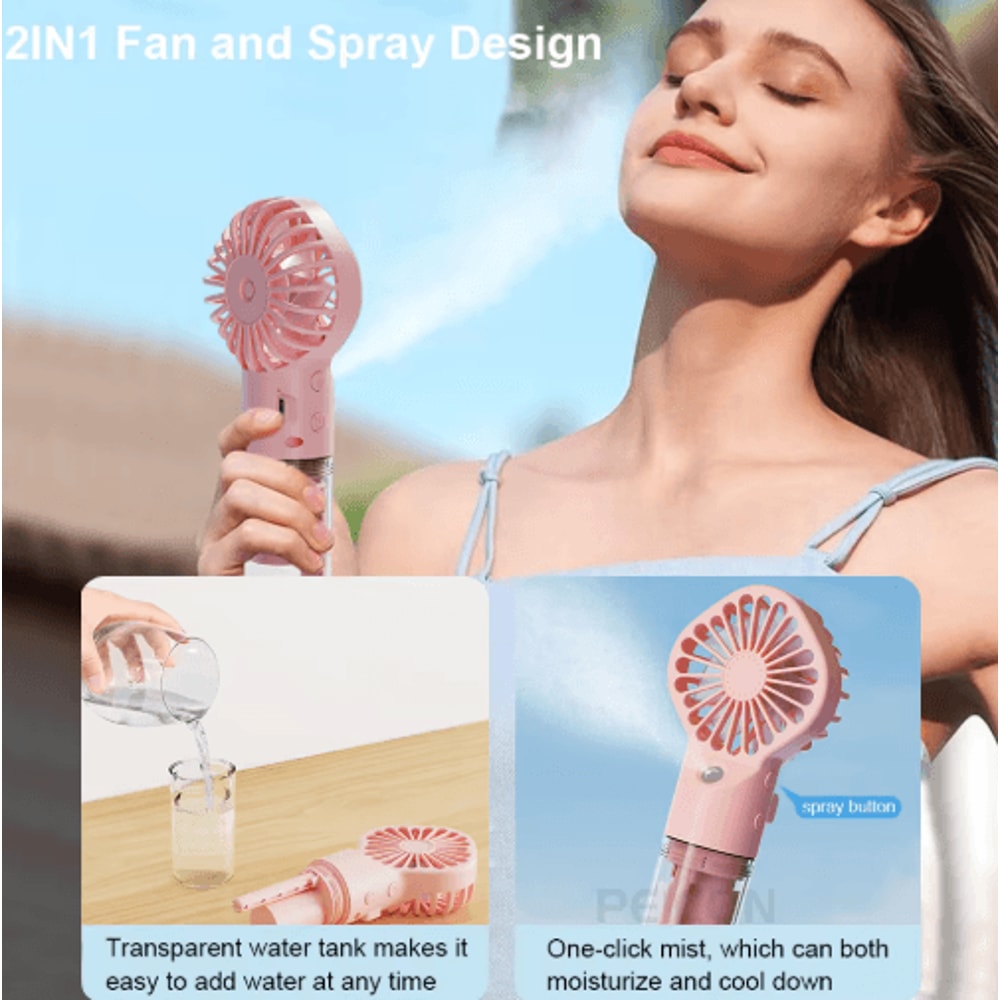 Portable Mist Handheld Fan USB Rechargeable Mini Spray Fan With Humidifier 7
