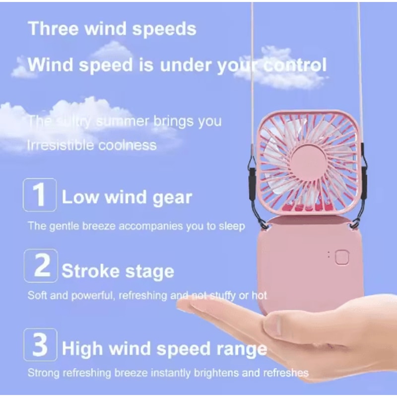Foldable Handheld Fan USB Rechargeable Portable Neck Mini Table Fan 1