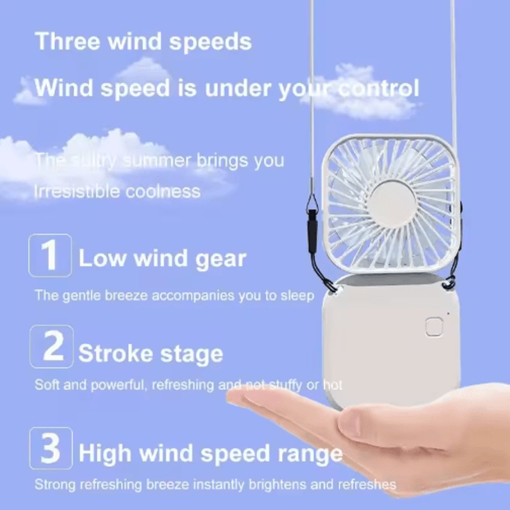 Foldable Handheld Fan USB Rechargeable Portable Neck Mini Table Fan 2