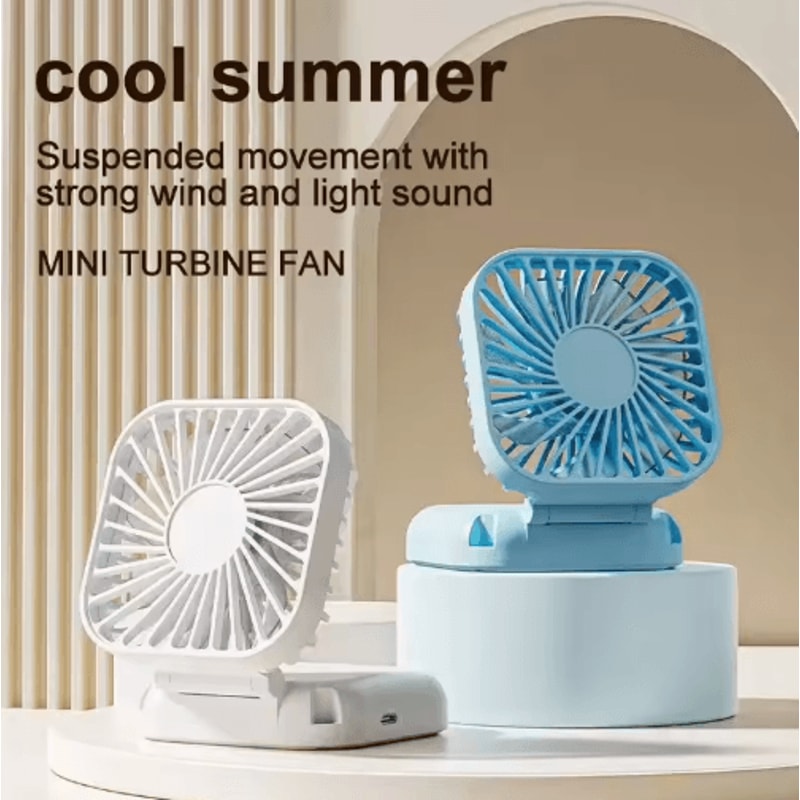 Foldable Handheld Fan USB Rechargeable Portable Neck Mini Table Fan 0