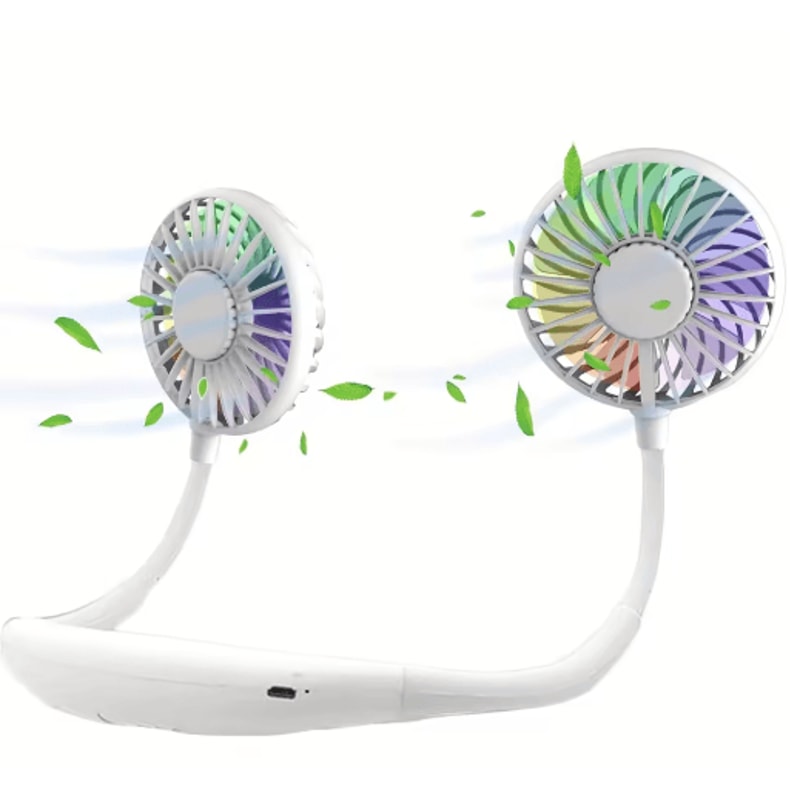 Portable Neck Fan With ColorChanging LED HandsFree 360 Aromatherapy Cooling Fan 2