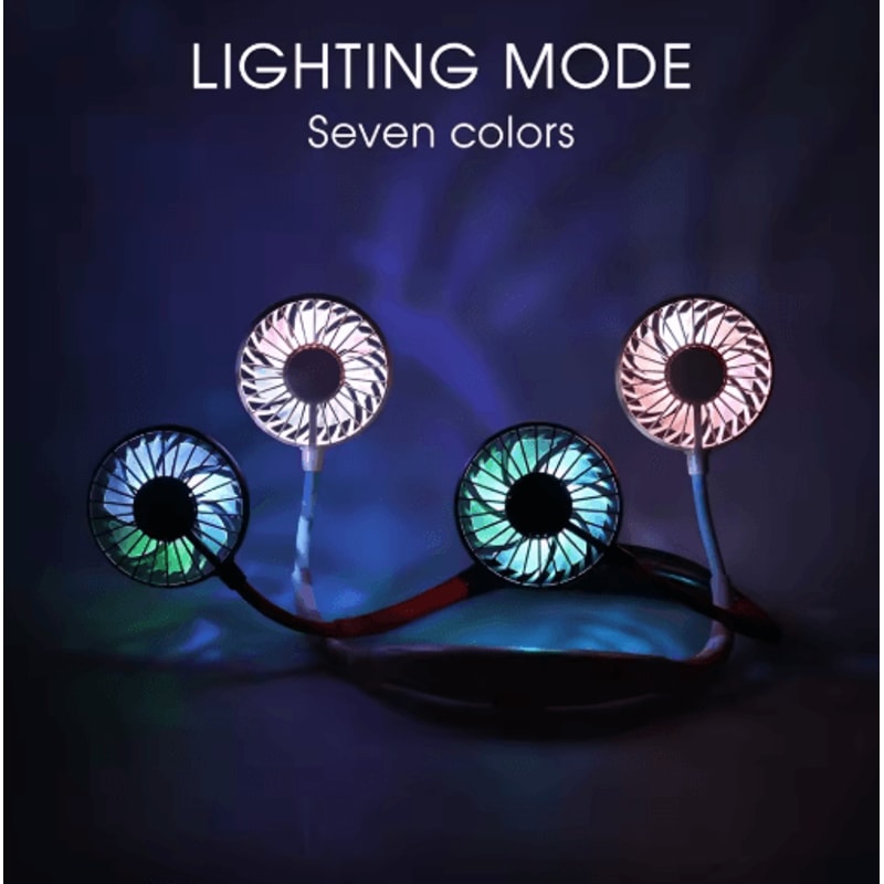 Portable Neck Fan With ColorChanging LED HandsFree 360 Aromatherapy Cooling Fan 6