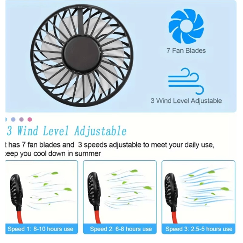 Portable Neck Fan With ColorChanging LED HandsFree 360 Aromatherapy Cooling Fan 0