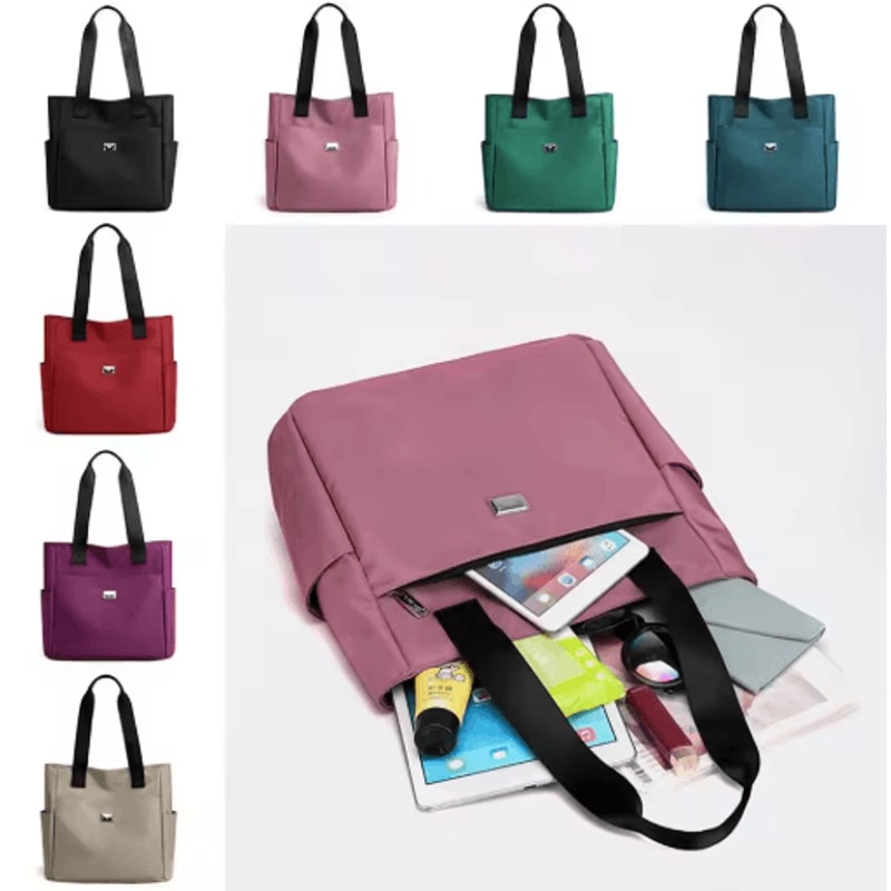 Waterproof Nylon Tote Bag Large Capacity Lightweight Shoulder Handbag For Travel Daily Use 9