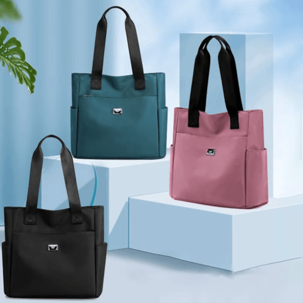 Waterproof Nylon Tote Bag Large Capacity Lightweight Shoulder Handbag For Travel Daily Use 0