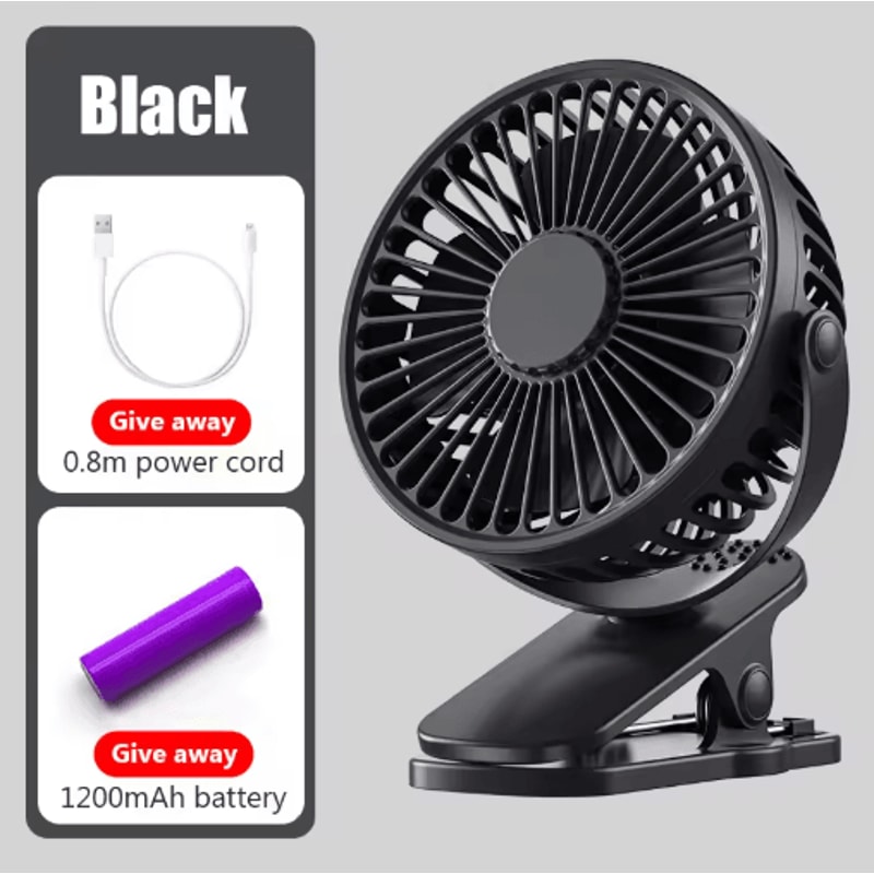 Mini ClipOn Handheld Fan USB Rechargeable Portable Quiet Cooling Fan 1
